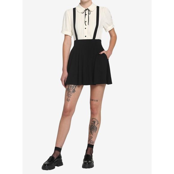 Hot Topic Dresses & Skirts - Hot Topic Black Suspender Circle Skirt Size Medium
